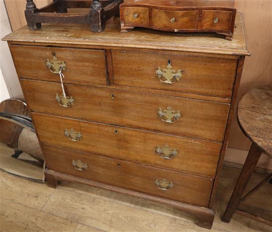 A George III oak chest of drawers W.102cm